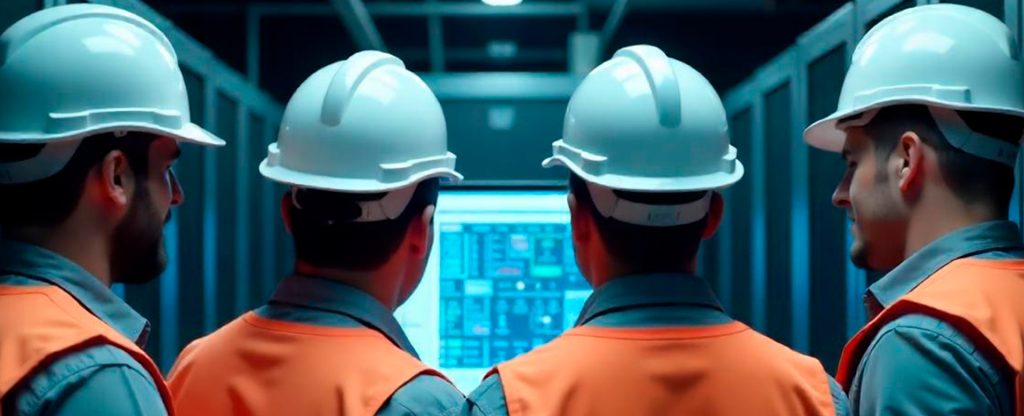 Commissioning engineers at data center