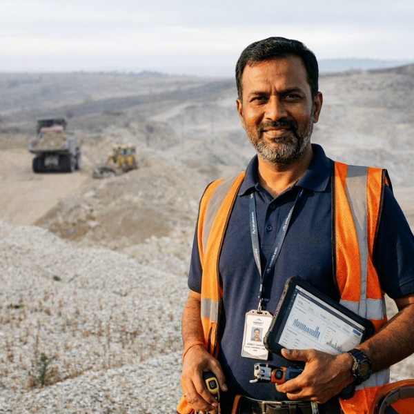 Project Manager supervising cement plant operations on site